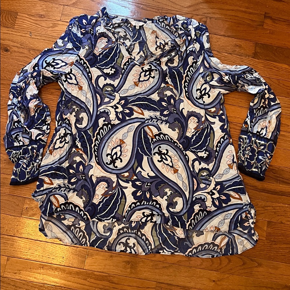Crown & Ivy Blue Paisley Blouse